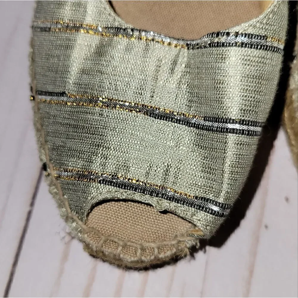 Toni Pons Metallic Stripe Espadrille Sandal Size 38